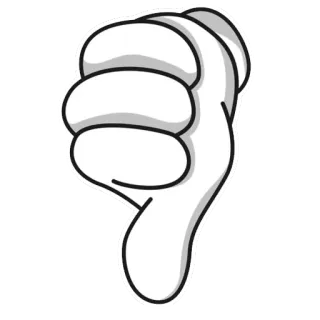 👎 Pulgar abajo, No me gusta, Gesto de mano, Negativo, Dibujo animado whatsapp sticker