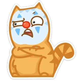 😫 chat, autocollant, dessin animé, animal, clown, drôle telegram sticker