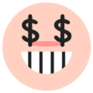 🤑 dinero, cara, emoji, dólares, avaricia, dibujo animado telegram sticker