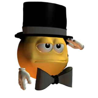 🎩 giallo, personaggio, papillon, cappello, saluto whatsapp sticker