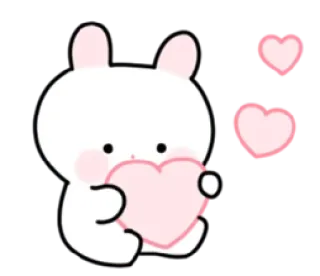 💭 兔子, 心, 可爱, 卡通, 爱, 动物, 贴纸 telegram sticker