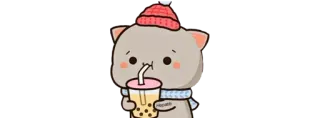 🥤 cat, bubble tea, cute, sticker whatsapp sticker