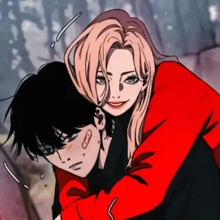 ❤️ anime, hug, couple, romance, affection, cartoon whatsapp sticker