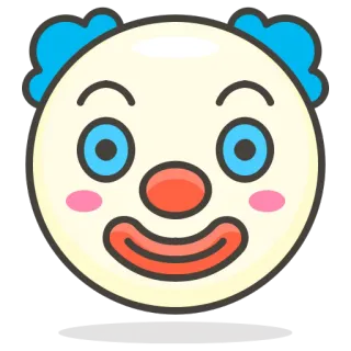 🤡 Pagliaccio, Emoji, Cartone animato, Faccia, Felice telegram sticker