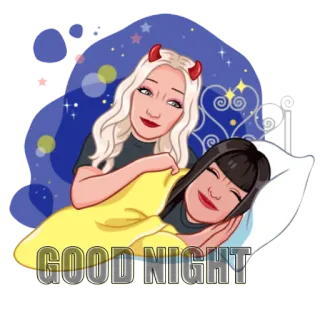 👭 GOOD NIGHT dobranoc, sen, noc, gwiazdy, księżyc, łóżko, odpoczynek telegram sticker