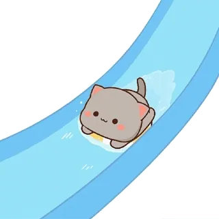 🏄 katze, rutsche, süß, cartoon, kawaii, tier, haustier telegram sticker