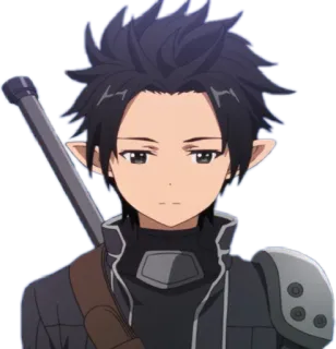 😔 anime, character, sword, elf, fantasy telegram sticker