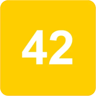 🟨 42 number, yellow, square, mathematics, meaning of life telegram sticker