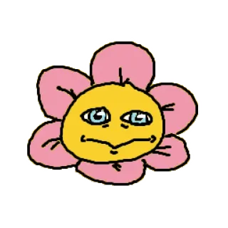 🌸 flor, desenho animado, fofo, desenho, amarelo, rosa telegram sticker