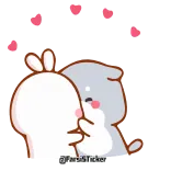 💋 การ์ตูน, น่ารัก, สัตว์, ความรัก, จูบ, ความรักใคร่, กระต่าย, หมี telegram sticker