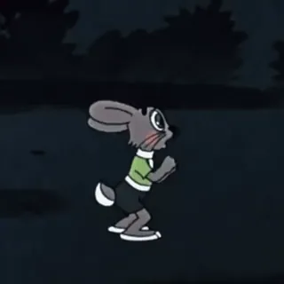 😨 rabbit, cartoon, running, forest, animal telegram sticker