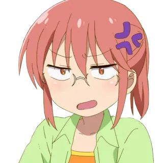 😠 arrabbiato, infastidito, anime, espressione, occhiali, cartoni animati telegram sticker