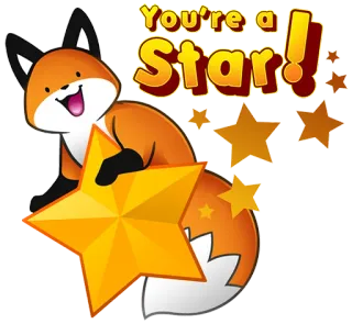 😃 You're a Star! zorro, estrella, animal, lindo, dibujos animados, positivo, ánimo, celebración telegram sticker