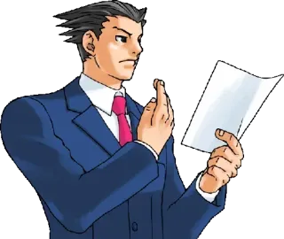 😒 Phoenix Wright Ace Attorney 弁護士, スーツ, 異議, 弁護士, 法廷 telegram sticker