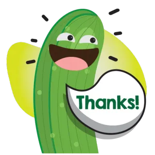 😊 Thanks! кактус, спасибо, спасибо, мультфильм, милый, позитивный, приветствие telegram sticker