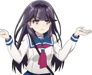 👐 anime, girl, shrugging, indifferent, confused telegram sticker