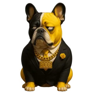 😒 BDOG Hund, Französische Bulldogge, Anzug, Gold, Tier, Haustier telegram sticker