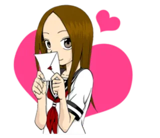 💌 Takagi Teasing Master Takagi-san Anime, Mädchen, Liebesbrief, Herz, Schuluniform, süß telegram sticker