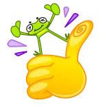 👍 rana, pollice su, approvazione, positivo, emoji, sticker telegram sticker