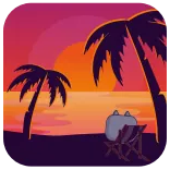 🤖 coucher de soleil, plage, palmiers, tropical, vacances, détente whatsapp sticker