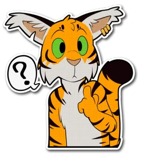 ⁉ ? tiger, question, cartoon, animal, mammal, illustration, curious telegram sticker