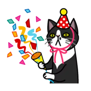 😊 кот, вечеринка, конфетти, праздник, животное, мультфильм whatsapp sticker