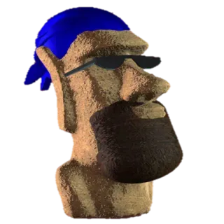 🗿 โมไอ, เกาะอีสเตอร์, รูปปั้น, ตลก, ผ้าโพกหัว, แว่นกันแดด telegram sticker