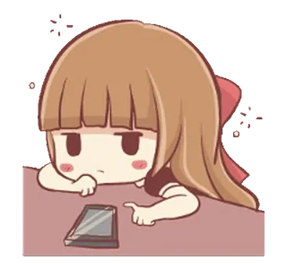 😒 chibi, cute, anime, girl, thinking, bored telegram sticker