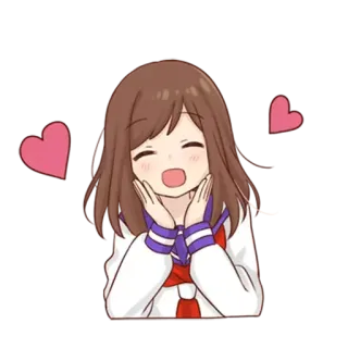 😍 Anime, Ragazza, Carina, Felice, Kawaii, Cuori telegram sticker