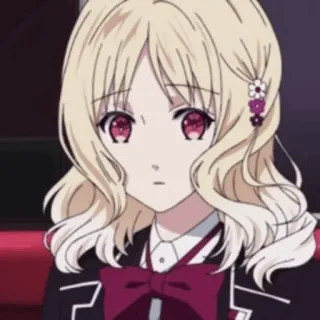 🗝 Yui Komori Diabolik Lovers animé, cheveux blonds, yeux rouges, uniforme scolaire, fille whatsapp sticker