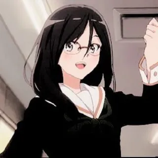 🍭 anime, girl, school uniform, glasses, cartoon, cute whatsapp sticker