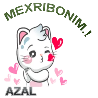😘 MEXRIBONIM AZAL Katze, süß, Liebe, Herz, Cartoon telegram sticker