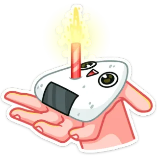 🎂 onigiri, palla di riso, mano, carino, kawaii, cibo, snack telegram sticker