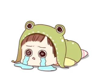 😭 llorando, triste, rana, lindo, dibujos animados, lágrimas, emoción telegram sticker