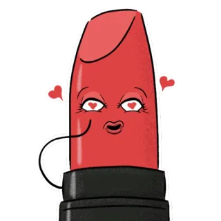 😍 rossetto, cartone animato, trucco, bellezza, cosmetici, amore whatsapp sticker