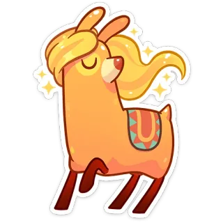 👩 лама, животное, милый, мультфильм, наклейка, блестящий, оранжевый telegram sticker