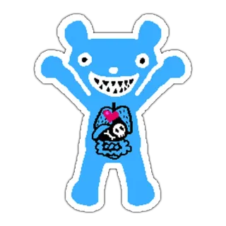 🐶 orso, gore, horror, inquietante, cartone animato, mostro, teschio, cuore telegram sticker