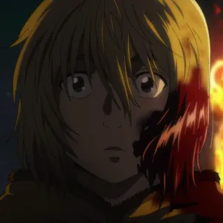 🏹 Thorfinn Vinland Saga Anime, Sang, Blessure, Triste, Sérieux, Viking, Homme telegram sticker