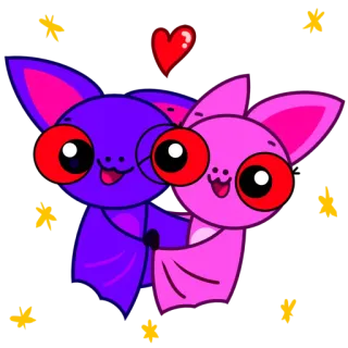 😍 morcego, fofo, desenho animado, animal, coração, amor, kawaii telegram sticker