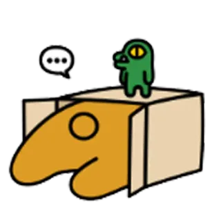 😲 Мультик, Монстр, Коробка, Персонаж, Смешной, Зеленый whatsapp sticker