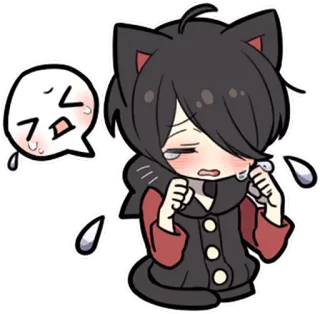 😭 Katzenohren, Anime, süß, traurig, weinend, emotional whatsapp sticker
