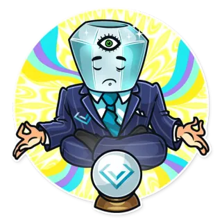 🙏 diamante, traje, meditación, tercer ojo, bola de cristal, empresario whatsapp sticker