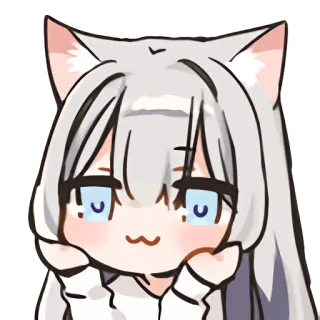 😀 аниме девушка, кошачьи ушки, милый, чиби, каваи, стикер telegram sticker