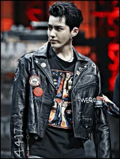 ➖ WEGOD moda, giacca di pelle, uomo, cantante, Kris Wu telegram sticker