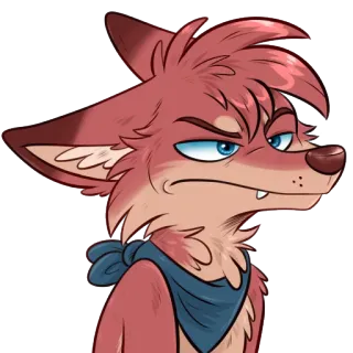 😑 renard, dessin animé, en colère, grimace, poilu, animal telegram sticker