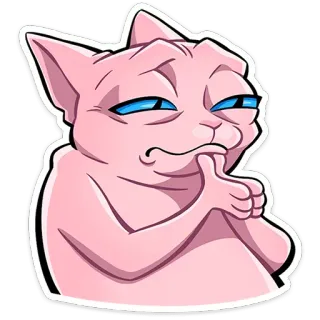 🤔 cat, sphynx, thinking, pondering, meme, curious, emoticon telegram sticker