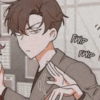 🐈‍⬛ FWIP FWIP Anime, Homme, Sérieux, Dessin animé, Geste, Expression whatsapp sticker