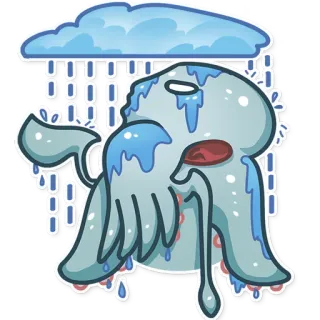 ☁ wolk, regen, verdrietig, huilen, monster, water, sticker telegram sticker
