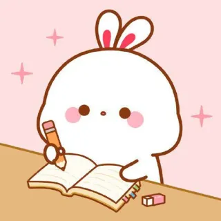 🍼 conejo, escribiendo, lápiz, estudiando, lindo telegram sticker