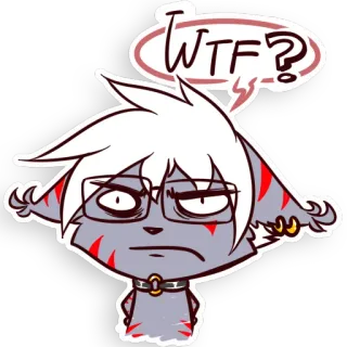 😡 WTF? Cartoon, Katze, Ausdruck, Frage, Frustriert, Brille, Ohren whatsapp sticker